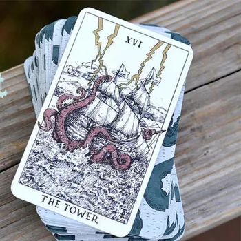 Карточные игры Tempest Tarot 78 шт. Карты Таро на тему океана Красиво оформленная колода для начинающих 10,3*6 см