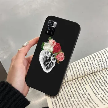 Чехол для телефона с сердечком и цветком для Xiaomi Redmi note 13 12 Pro 11S 11 10 Pro 10S 12S Redmi 10 13C 9C Redmi Note 12 4G
