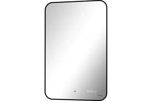 Зеркало Reflexion Black View 60х100 с подсветкой, бесконтактным сенсором, диммером, часами, черной окантовкой