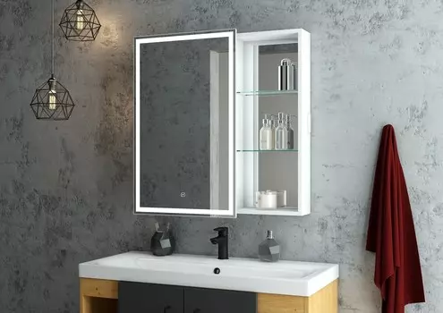 Зеркало-шкаф Bellezza Марта 80х80 L с подсветкой, белый