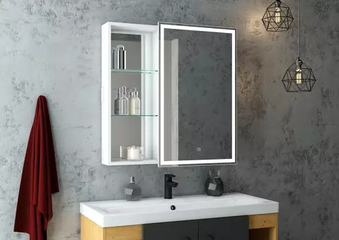 Зеркало-шкаф Bellezza Марта 80х80 R с подсветкой, белый