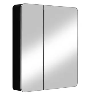 Зеркало-шкаф Reflexion Black LED 76х85 с подсветкой, инфракрасный выключатель