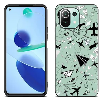 Чехол с изображением самолета для Xiaomi Mi 11 Lite NE 11i 10T 11T Pro A2 A3 Lite POCO F3 M3 M4 C31 X3 Pro NFC GT, черный мягкий чехол Xiaomi Mi A2 Lite