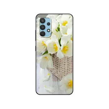 Черный чехол из ТПУ для Samsung Galaxy A12 A22 A32 A42 A52 A72 4g 5g S21 PLUS Ultra задняя крышка цветы орхидеи красочные Samsung S21