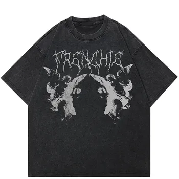 Футболка унисекс с рисунком Twins Angel 2024 Streetwear S чёрный