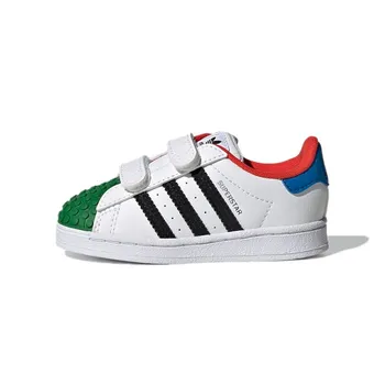Adidas LEGO x Superstar CF I Белые Желтые Зеленые Детские кроссовки Cloud-White Core-Black Equipment-Yellow H03970 23