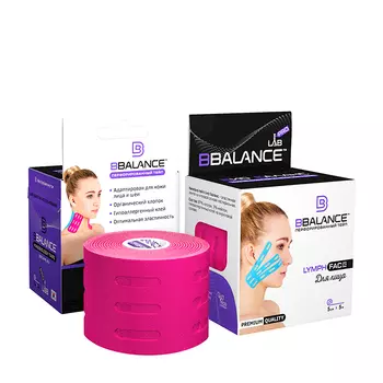 Кинезио тейп для лица BBTape Lymph Face (5см*5м) #2 Pink | Розовый
