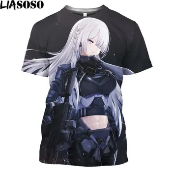 Костюм для косплея из аниме Frontline HK416, футболки с графическим принтом Homme, мужская одежда с короткими рукавами, игра M4A1 G36 AK47, футболка S
