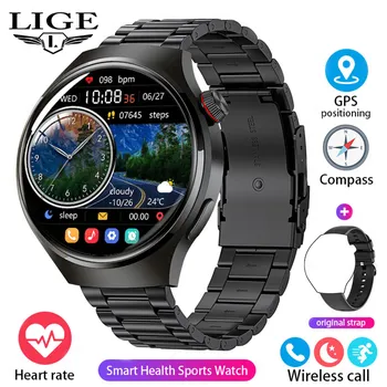 LIGE GT4 Оригинальные Смарт-часы HD с полным сенсорным экраном Многофункциональный Bluetooth-вызов Мониторинг здоровья Спорт Фитнес Смарт-браслет Водонепроницаемые мужские часы Silicone strap чёрный