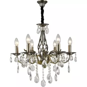 Подвесная люстра Escada Okere 2107/6P 6x40Вт E14, металл/хрусталь, античная бронза/прозрачный подсвечник с подвесками