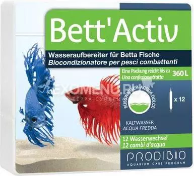 !PRODIBIO Bett Aktiv, кондиционер водопроводной воды для бойцовых рыбок, 12 шт