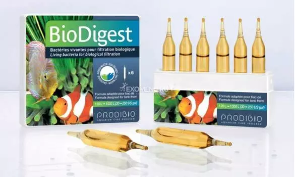 PRODIBIO BIO DIGEST, гипер-концентрированный бактериальный препарат для пресных и морских аквариумов (6шт)