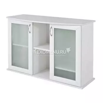 Подставка AquaPlus фигурная 120 (1210*410*720) две дверки МДФ со стеклом, белое дерево, собранная, подходит для модели аквариума LUX Ф245