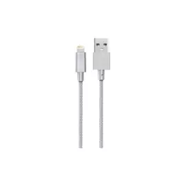 Кабель Everstone Lightning EV-CAB-LGHT-1-BRD-MTL-Silver 1м, серебристый