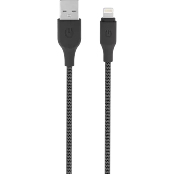 Кабель Gerffins USB-A - Lightning, 1м., черно-серый