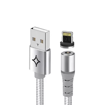 Кабель Stellarway USB-A/Lightning, 1м, нейлоновый, магнитный, серебро