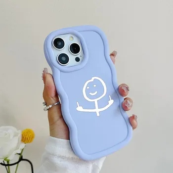 Чехлы для телефонов N78 Cartoon Matchman Macaron с волнистыми краями для iPhone 16 Pro Max Samsung S24 Plus S23 Ultra A35 A55 Xiaomi Redmi Note 13, противоударный чехол for iPhone 16 Plus