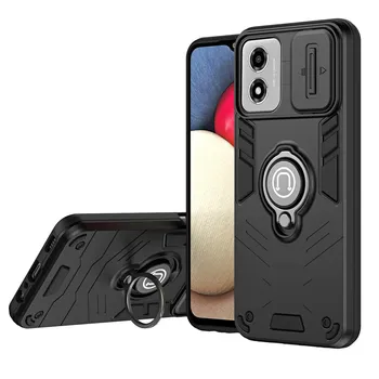 KEYSION Противоударный защитный чехол для Motorola MOTO E14 из силикона + поликарбоната, защитное кольцо для объектива камеры, подставка для телефона, чехол для MOTO E14 for MOTO E14 синий