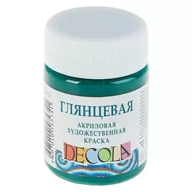 Краска акриловая Decola, 50 мл, изумрудная, Shine, глянцевая