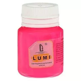 Краска акриловая люминесцентная, 20 мл Luxart Lumi розовый, небесно-голубое свечение
