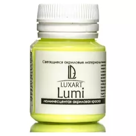 Краска акриловая люминесцентная, 20 мл Luxart Lumi жёлтая, небесно-голубое свечение