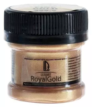 Краска акриловая, Luxart. Royal Gold, 25 мл, с высоким содержанием металлизированного пигмента, золото жёлтое