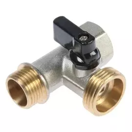 Кран шаровой Zein, для подключения бытовой техники, 3-х проходной, 1/2"Х3/4"х1/2", латунь