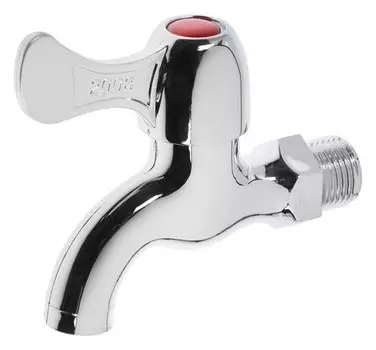 Кран водоразборный Zein, 1/2", с плоской ручкой, PP, кран-букса, цвет хром