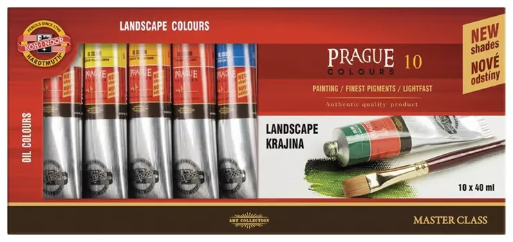 Краски масляные художественные Koh-i-noor "Prague", пейзажная палитра, 10 цветов по 40 мл, 01617s1002ks
