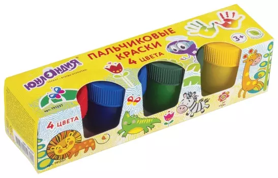Краски пальчиковые Сафари 4 цвета в баночках