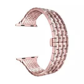 Ремешок Lyambda Annet Mancini из нерж. стали со стразами из горного хрусталя для Apple Watch 38/40 mm, Rose gold
