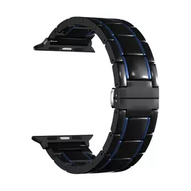 Ремешок Lyambda LIBERTAS для Apple Watch 45mm, Керамика, черный/синий
