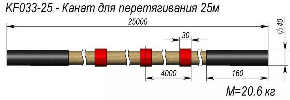 Канат для перетягивания 25м V-Sport KF033-25