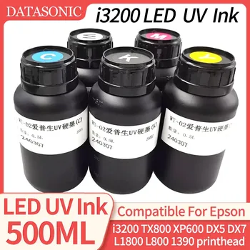 Светодиодные УФ-чернила 500 мл i3200 для тайваньских УФ-чернил EPSON I3200 i1600 TX800 XP600 DX5 DX7 L1800 L800 Печатающая головка для УФ-принтера Epson