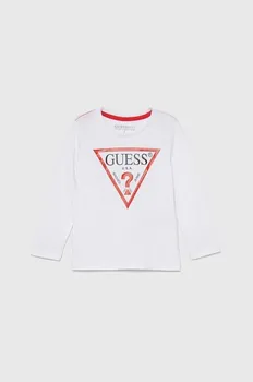 Детская хлопковая рубашка с длинным рукавом Guess, белый