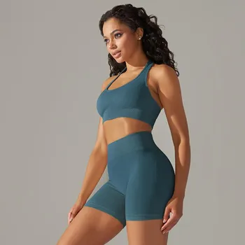 Auroth Yoga Set Бесшовные женские спортивные шорты с высокой талией Тренировочная одежда S красный