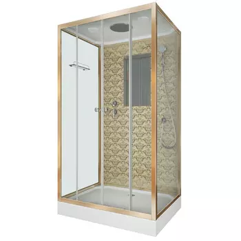 Душевая кабина Niagara Luxe 120x90 NG-7772QG низкий поддон, стекло прозрачное, профиль золото