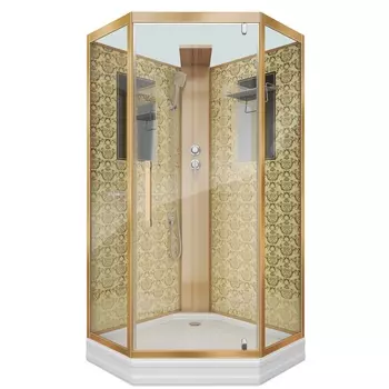 Душевая кабина Niagara Luxe 90х90 NG-7799GBK низкий поддон, стекло прозрачное, профиль золото