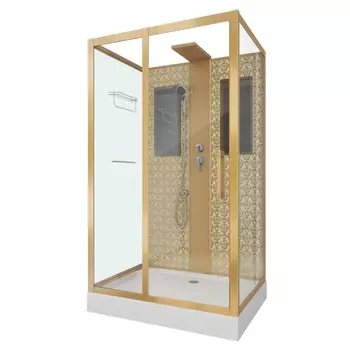 Душевая кабина Niagara Luxe 120x90 NG-7711GBK поддон низкий, стекло прозрачное. профиль золото