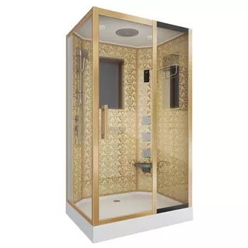 Душевая кабина Niagara Luxe 120x90 NG-7711GR поддон низкий, стекло прозрачное, профиль золото