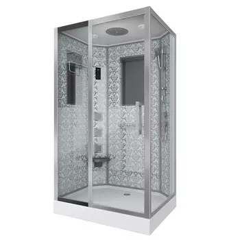Душевая кабина Niagara Luxe 120x90 NG-7711WL поддон низкий, стекло прозрачное, профиль серебро