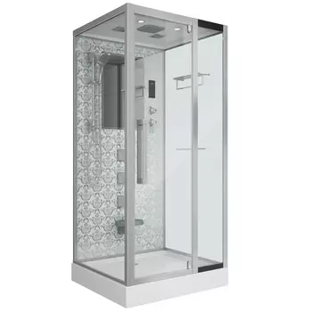 Душевая кабина Niagara Luxe 100x90 NG-7714W поддон низкий, стекло прозрачное, профиль серебро