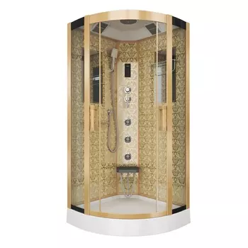 Душевая кабина Niagara Luxe 90x90 NG-7715G поддон низкий, стекло прозрачное, профиль золото
