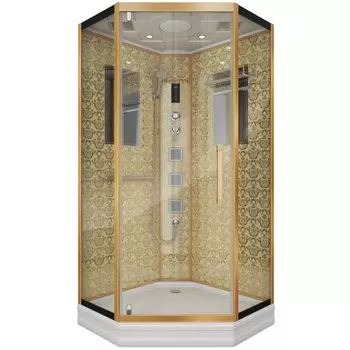 Душевая кабина Niagara Luxe 100x100 NG-7717G поддон низкий, стекло прозрачное, профиль золото