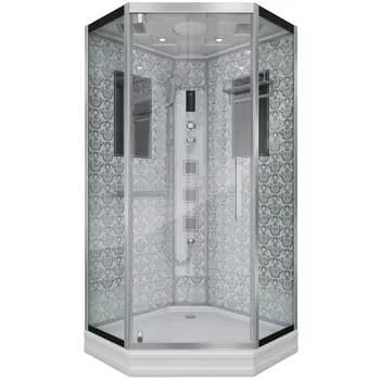 Душевая кабина Niagara Luxe 100x100 NG-7717W поддон низкий, стекло прозрачное, профиль серебро