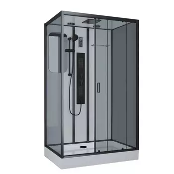 Душевая кабина Niagara Premium NG-6912-01GQR BLACK 120x80 поддон низкий, стекло тонированное, профиль черный матовый