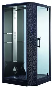 Душевая кабина Orans 100x100 89101RB стекло прозрачное, профиль черный, правая