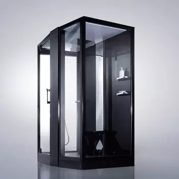 Душевая кабина Orans 150x100 89102RB стекло прозрачное, профиль черный, правая