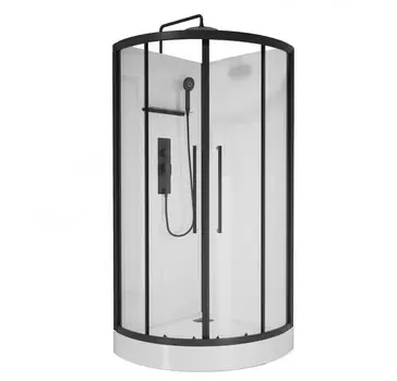 Душевая кабина Acquazzone Omega 90х90 90T BLACK стекло прозрачное, профиль черный, без крыши