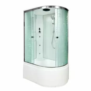 Душевая кабина AvaCan 120x90 EM5012LGM стекло узорчатое, профиль хром, с гидромассажем, левая